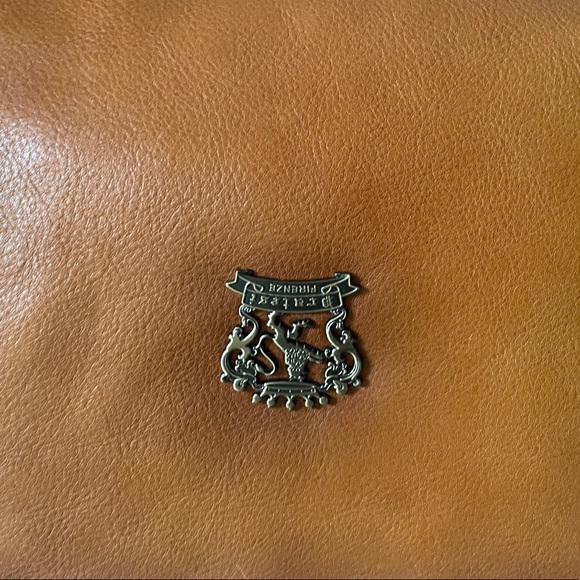 Pratesi Firenze Italian Leather Brown Gold Studded Crossbody Clutch Bag - Picture 6 of 8